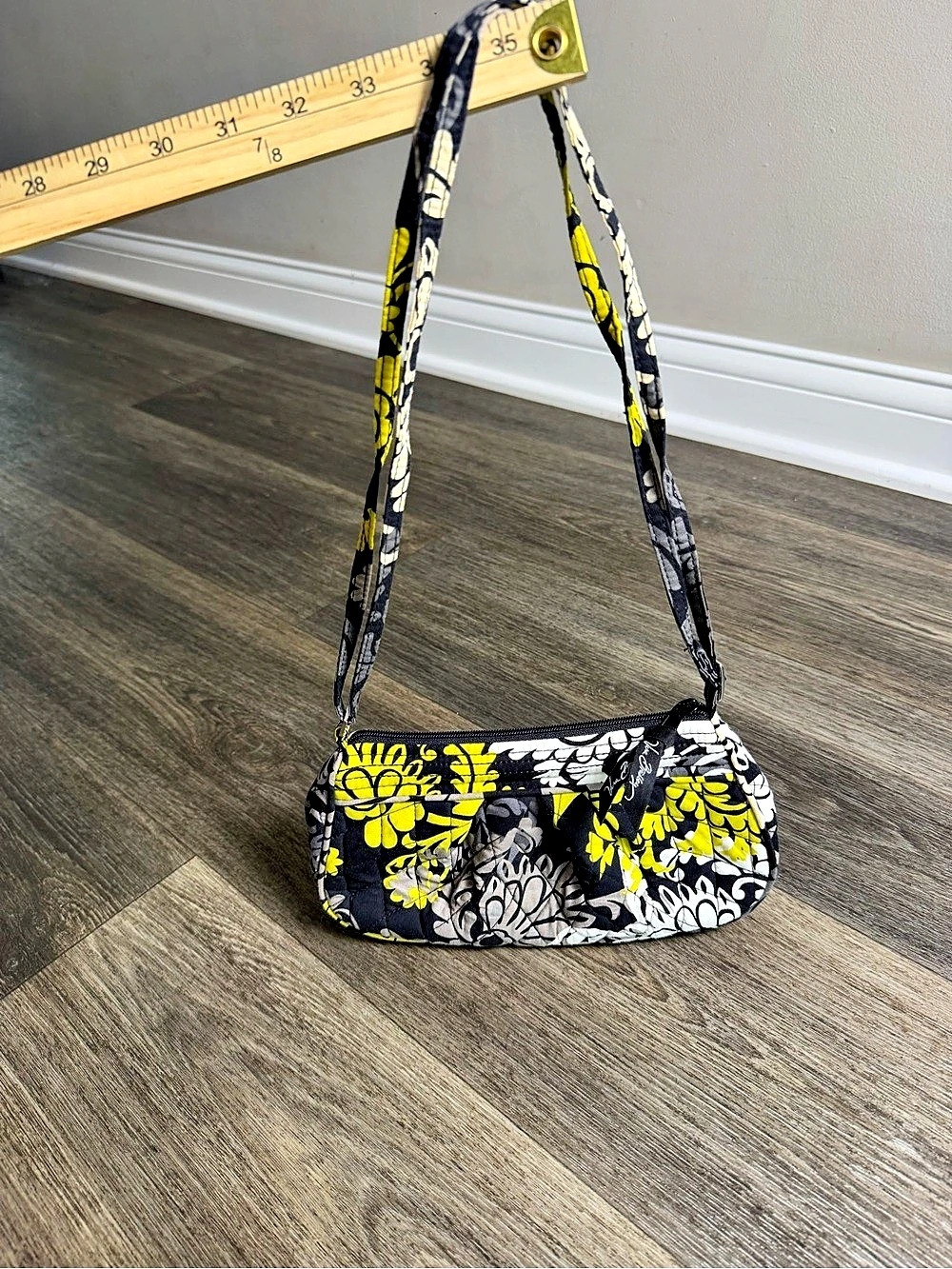 Vera Bradley Frannie Crescent Crossbody Bag in Black & Yellow